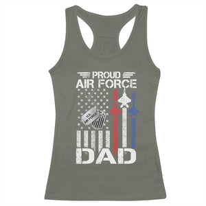 Proud Air Force Dad Racerback Tank Top Military Army Father Vintage American Flag TS11 Military Green Print Your Wear
