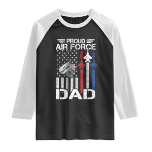 Proud Air Force Dad Raglan Shirt Military Army Father Vintage American Flag TS11 Black White Print Your Wear