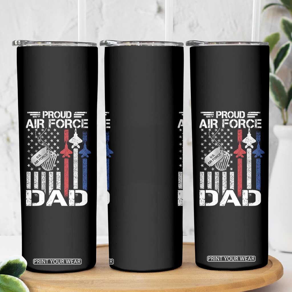 Proud Air Force Dad Skinny Tumbler Military Army Father Vintage American Flag TS11 Print Your Wear