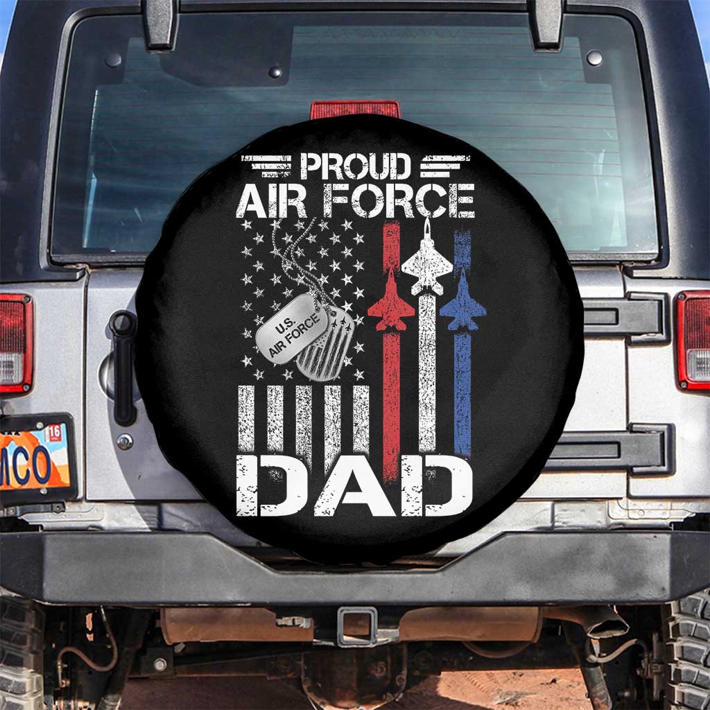 Proud Air Force Dad Spare Tire Cover Military Army Father Vintage American Flag TS11 No hole Black Print Your Wear