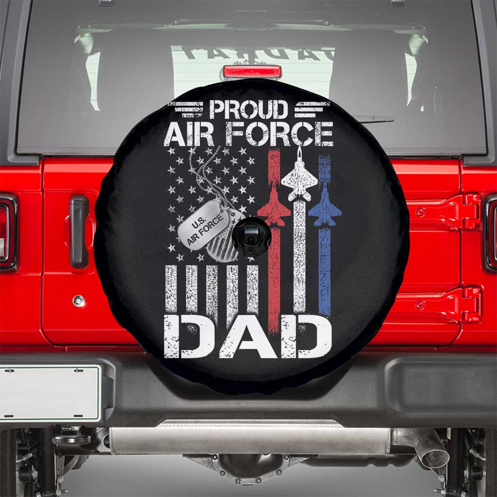 Proud Air Force Dad Spare Tire Cover Military Army Father Vintage American Flag TS11 Black Print Your Wear