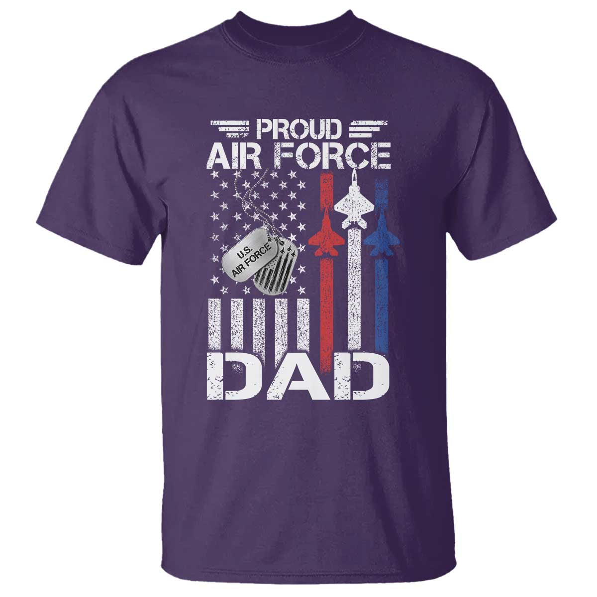 Proud Air Force Dad T Shirt Military Army Father Vintage American Flag TS11 Purple Print Your Wear
