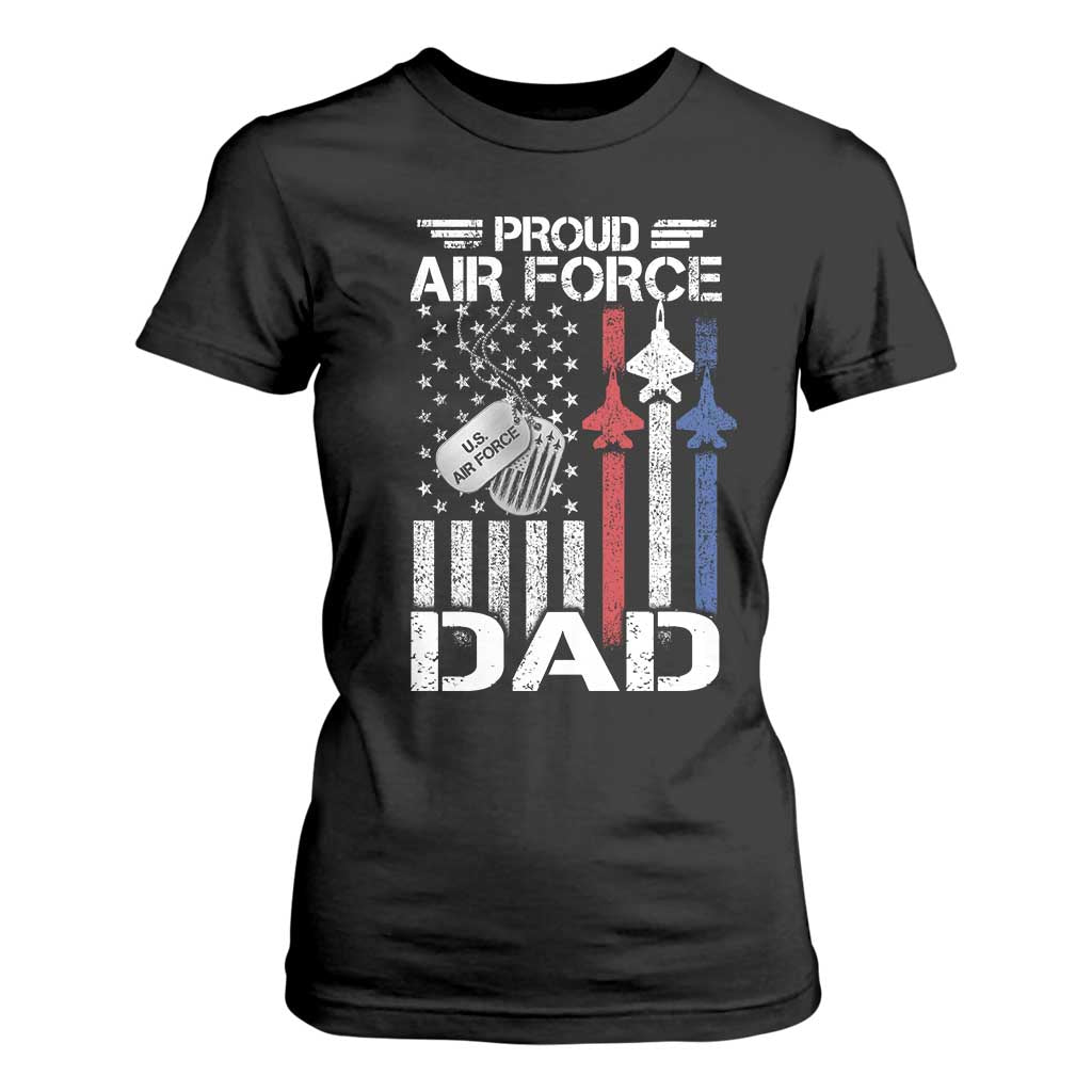Proud Air Force Dad T Shirt For Women Military Army Father Vintage American Flag TS11 Black Print Your Wear