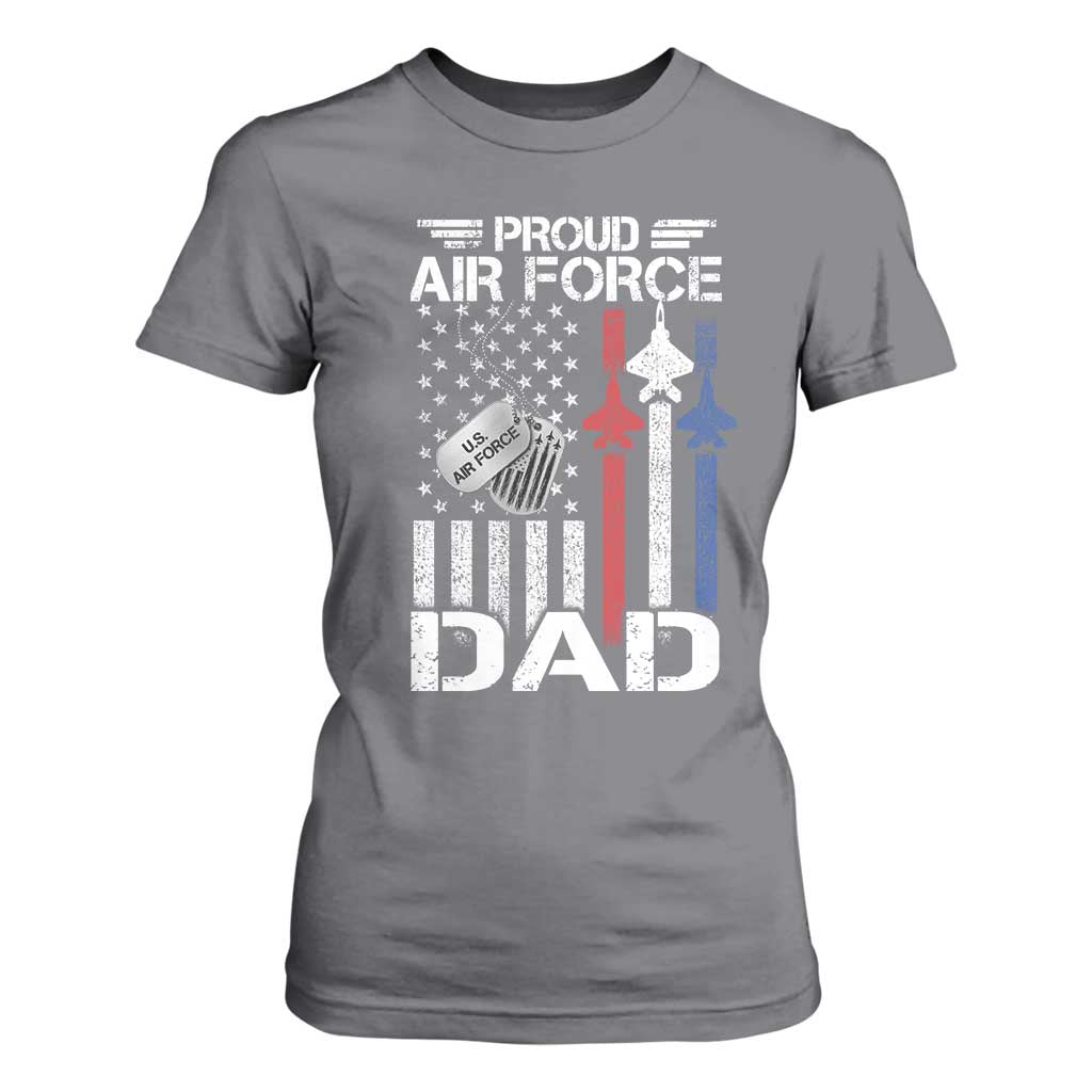 Proud Air Force Dad T Shirt For Women Military Army Father Vintage American Flag TS11 Charcoal Print Your Wear