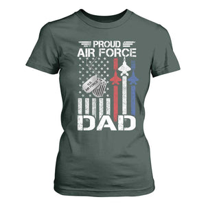 Proud Air Force Dad T Shirt For Women Military Army Father Vintage American Flag TS11 Dark Forest Green Print Your Wear