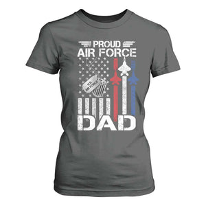 Proud Air Force Dad T Shirt For Women Military Army Father Vintage American Flag TS11 Dark Heather Print Your Wear
