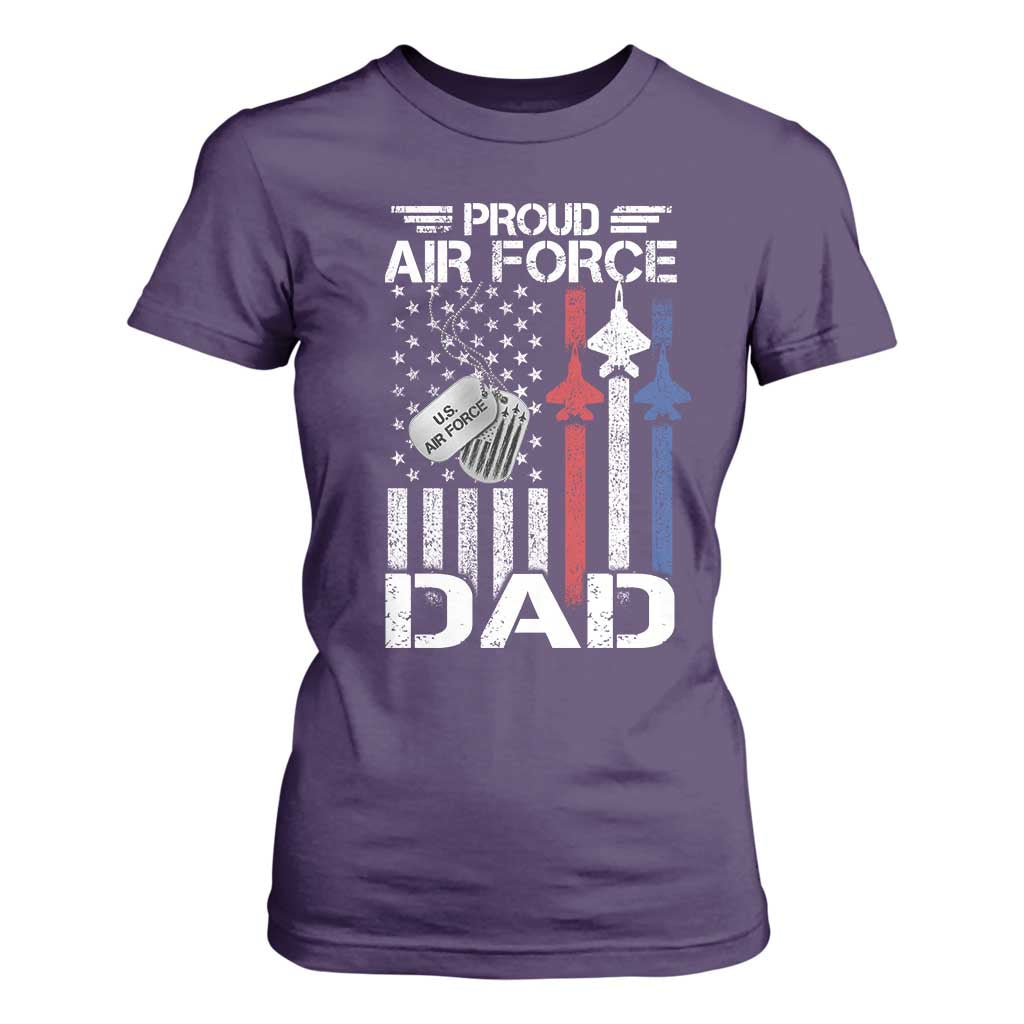 Proud Air Force Dad T Shirt For Women Military Army Father Vintage American Flag TS11 Purple Print Your Wear