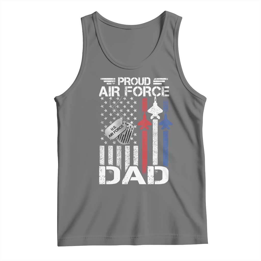 Proud Air Force Dad Tank Top Military Army Father Vintage American Flag TS11 Black Heather Print Your Wear