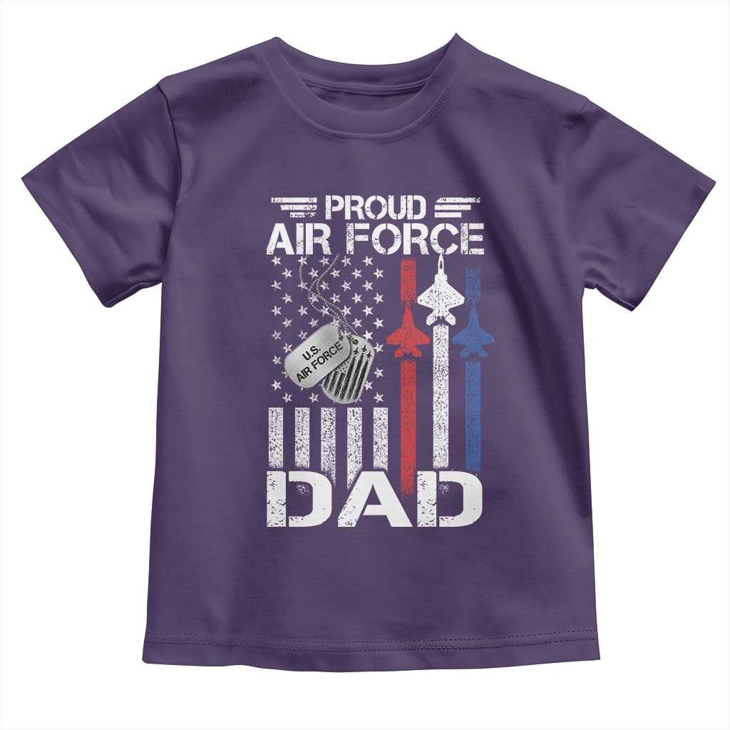 Proud Air Force Dad Toddler T Shirt Military Army Father Vintage American Flag TS11 Purple Print Your Wear