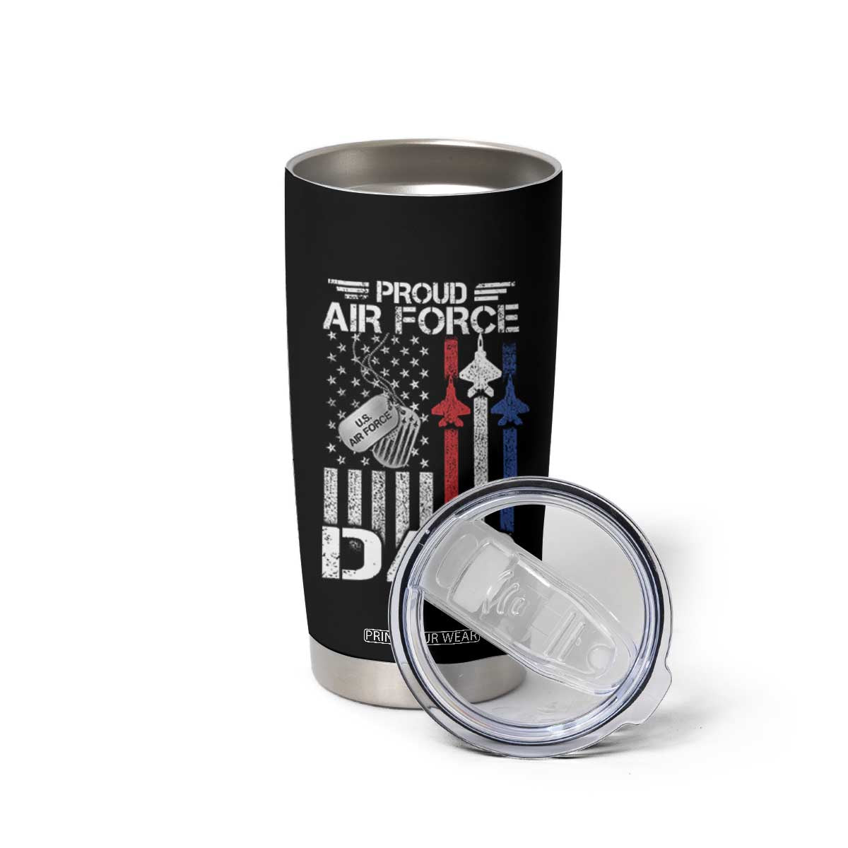 Proud Air Force Dad Tumbler Cup Military Army Father Vintage American Flag TS11 Print Your Wear