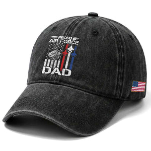 Proud Air Force Dad Washed Cotton Baseball Cap Military Army Father Vintage American Flag TS11 Print Your Wear