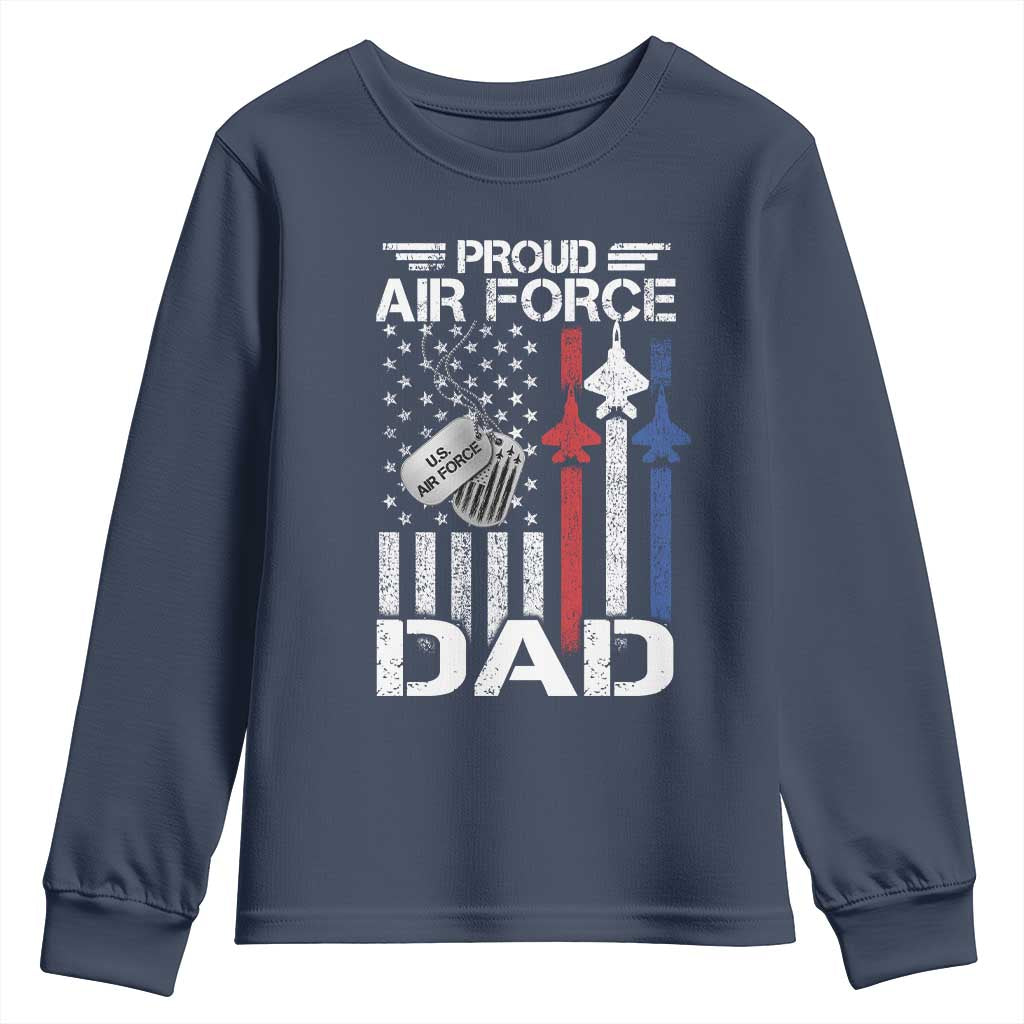 Proud Air Force Dad Youth Sweatshirt Military Army Father Vintage American Flag TS11 Navy Print Your Wear