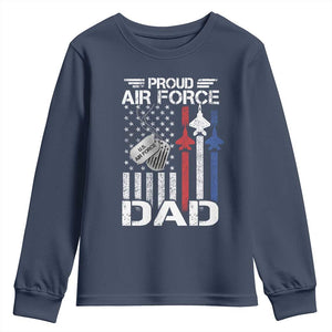 Proud Air Force Dad Youth Sweatshirt Military Army Father Vintage American Flag TS11 Navy Print Your Wear