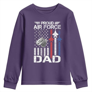 Proud Air Force Dad Youth Sweatshirt Military Army Father Vintage American Flag TS11 Purple Print Your Wear