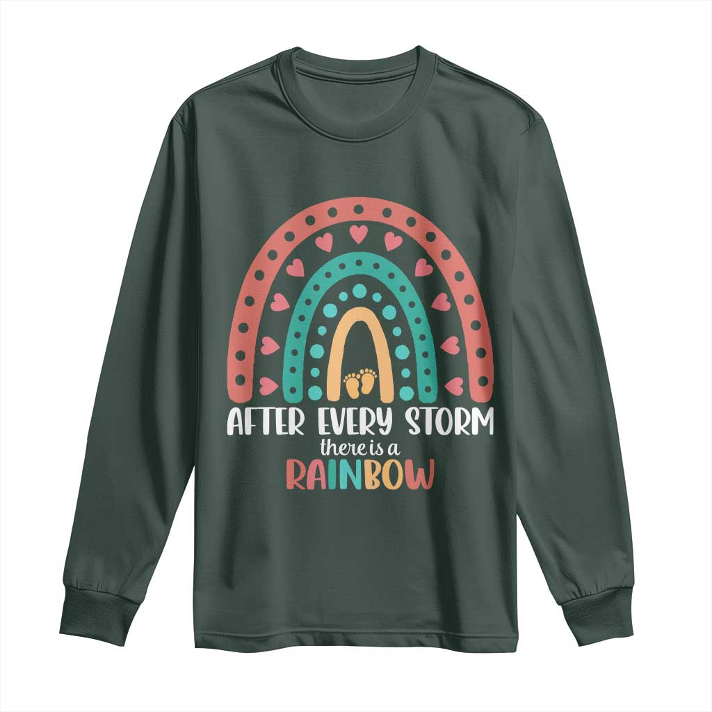After Every Storm There Is A Rainbow Long Sleeve Shirt Pregnancy Announcement TS11 Dark Forest Green Print Your Wear