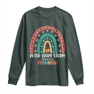 After Every Storm There Is A Rainbow Long Sleeve Shirt Pregnancy Announcement TS11 Dark Forest Green Print Your Wear