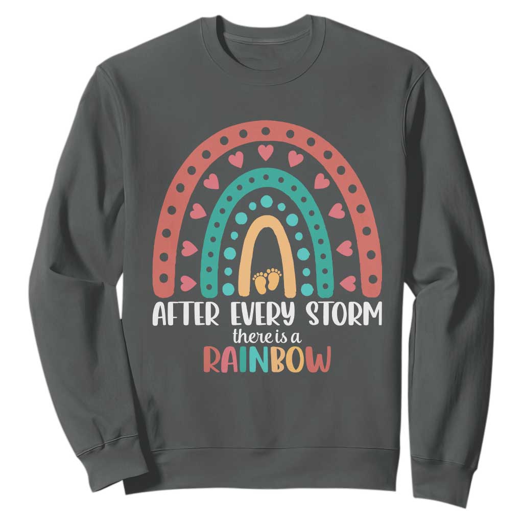 After Every Storm There Is A Rainbow Sweatshirt Pregnancy Announcement TS11 Dark Heather Print Your Wear