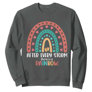 After Every Storm There Is A Rainbow Sweatshirt Pregnancy Announcement TS11 Dark Heather Print Your Wear