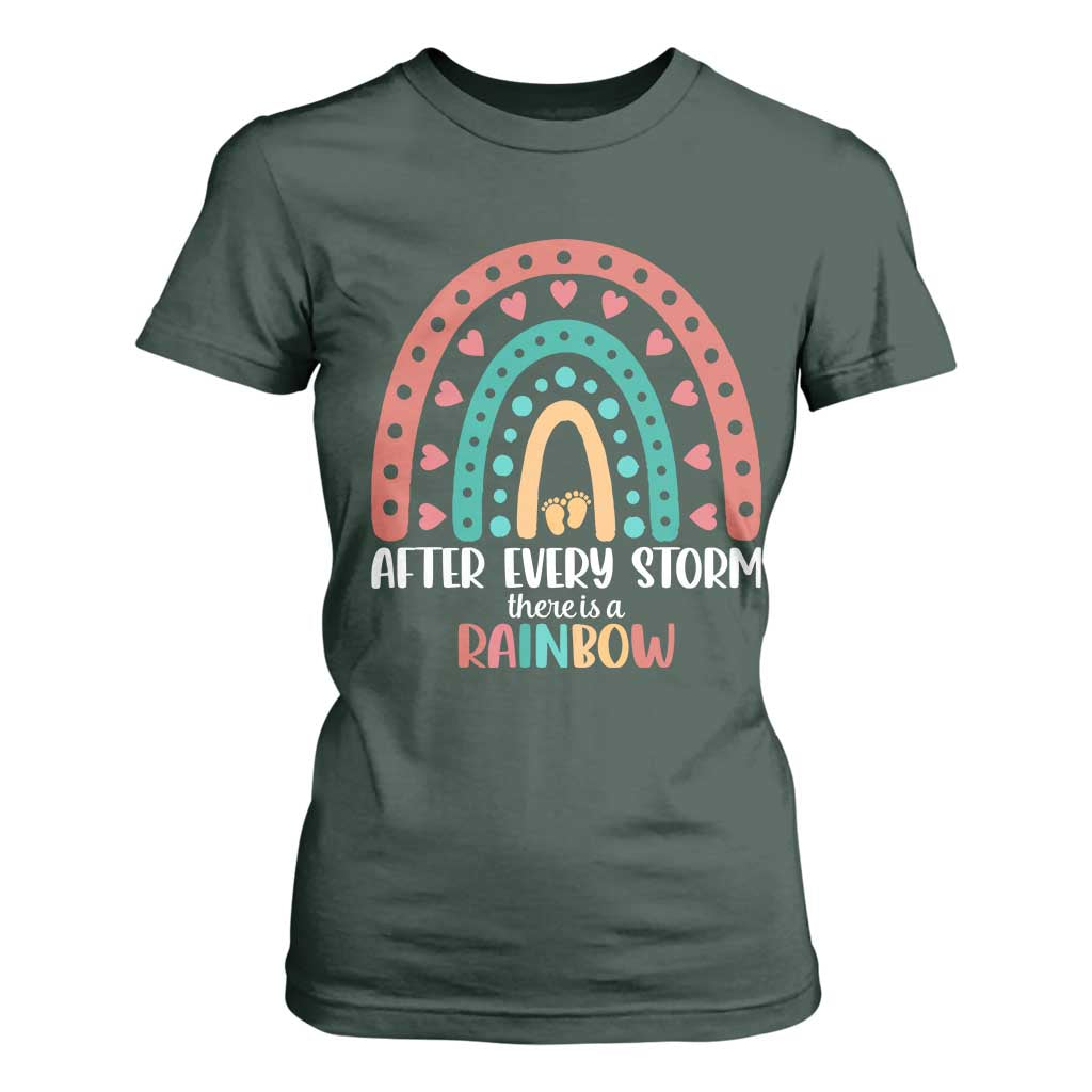 After Every Storm There Is A Rainbow T Shirt For Women Pregnancy Announcement TS11 Dark Forest Green Print Your Wear
