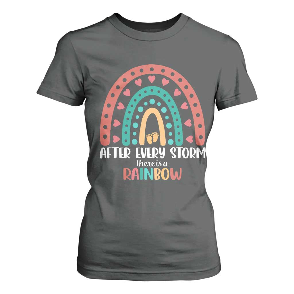 After Every Storm There Is A Rainbow T Shirt For Women Pregnancy Announcement TS11 Dark Heather Print Your Wear
