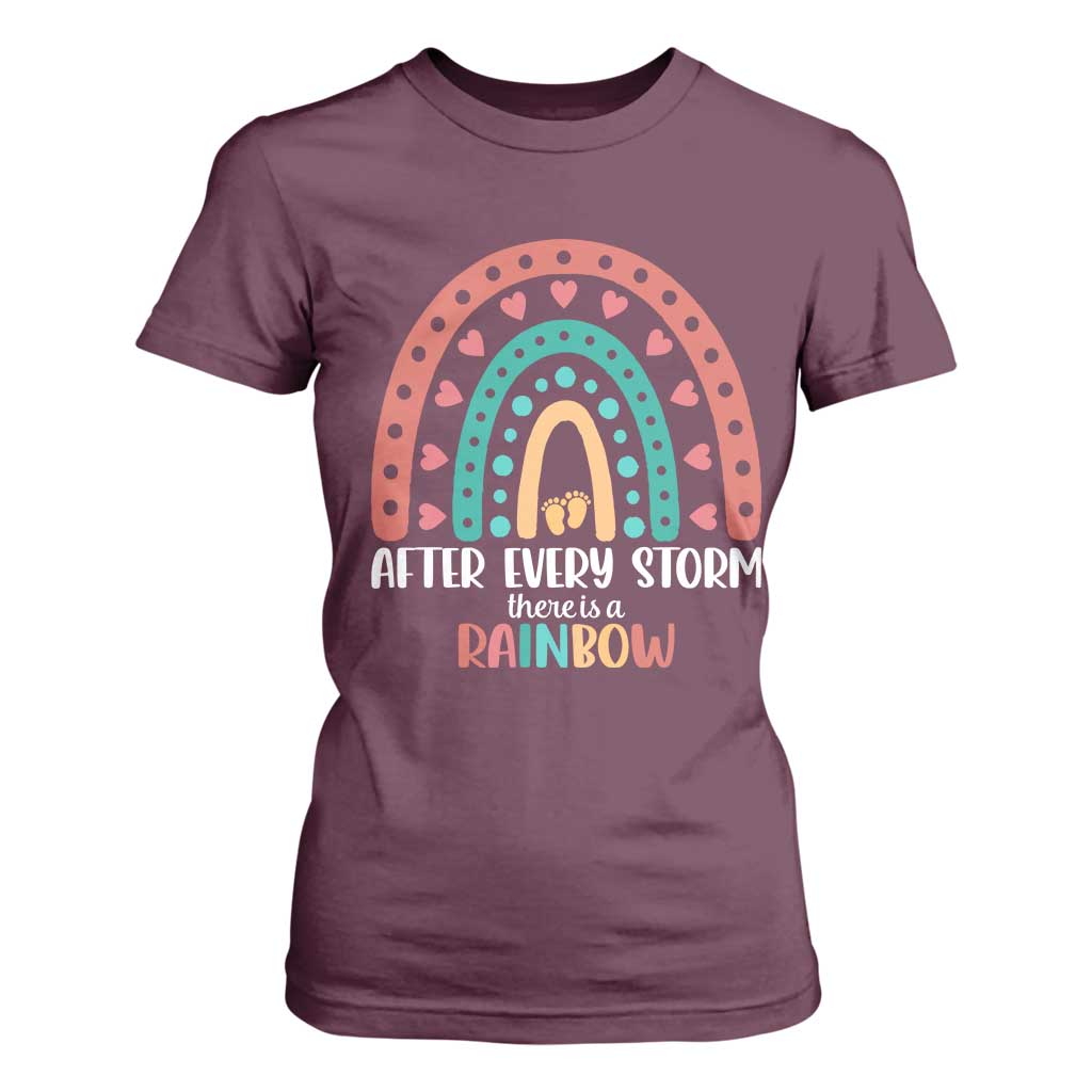 After Every Storm There Is A Rainbow T Shirt For Women Pregnancy Announcement TS11 Maroon Print Your Wear