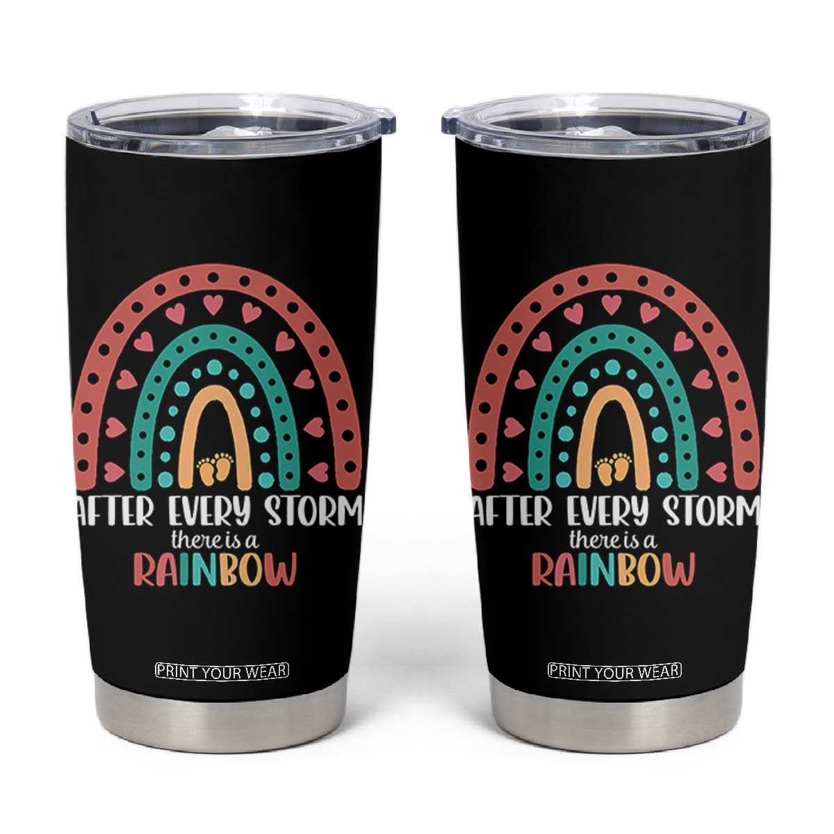 After Every Storm There Is A Rainbow Tumbler Cup Pregnancy Announcement TS11 Black Print Your Wear