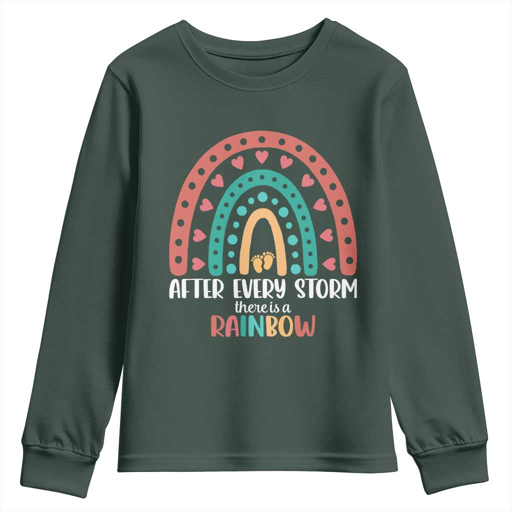 After Every Storm There Is A Rainbow Youth Sweatshirt Pregnancy Announcement TS11 Dark Forest Green Print Your Wear