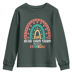 After Every Storm There Is A Rainbow Youth Sweatshirt Pregnancy Announcement TS11 Dark Forest Green Print Your Wear