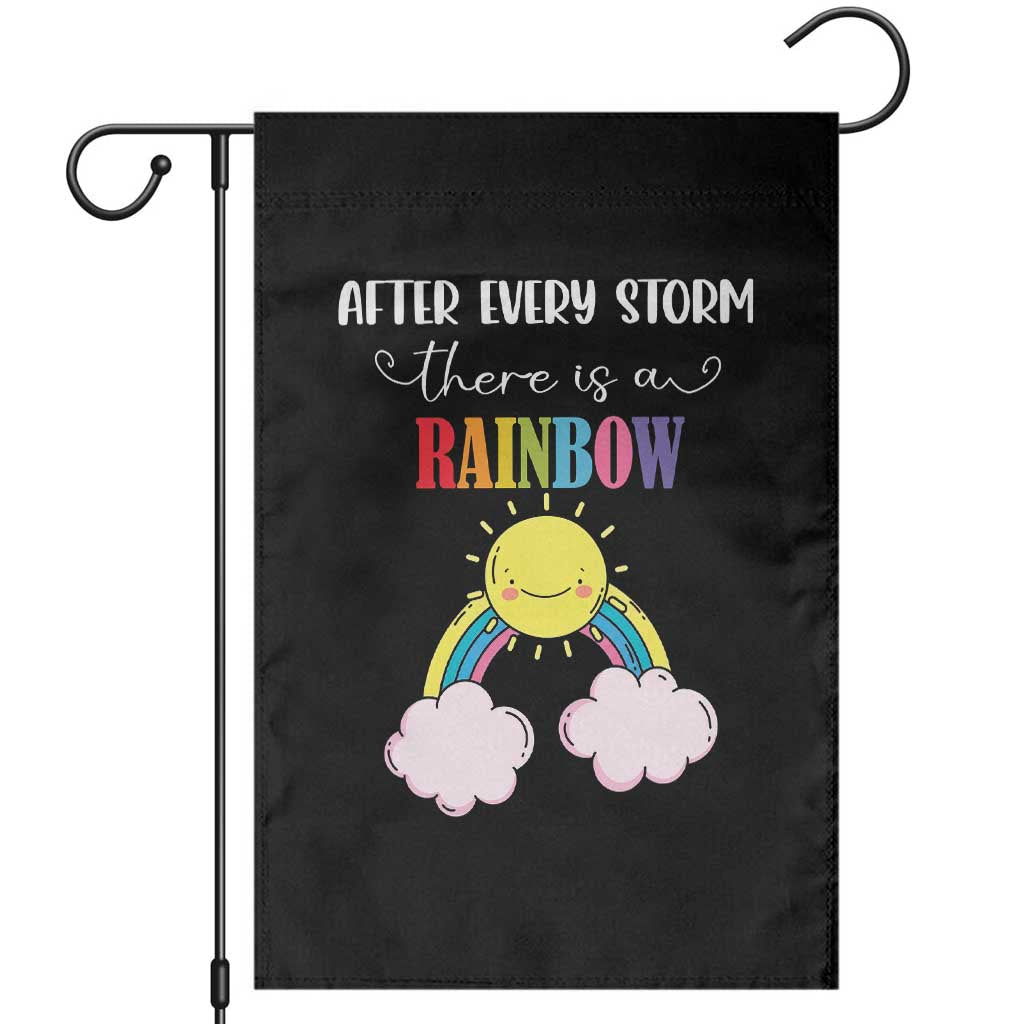 After Every Storm There Is A Rainbow Garden Flag Sentimental Pregnancy Announcement TS11 Black Print Your Wear