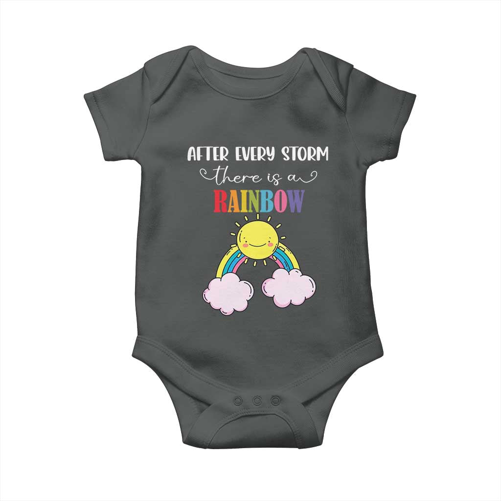 After Every Storm There Is A Rainbow Baby Onesie Sentimental Pregnancy Announcement TS11 Dark Heather Print Your Wear