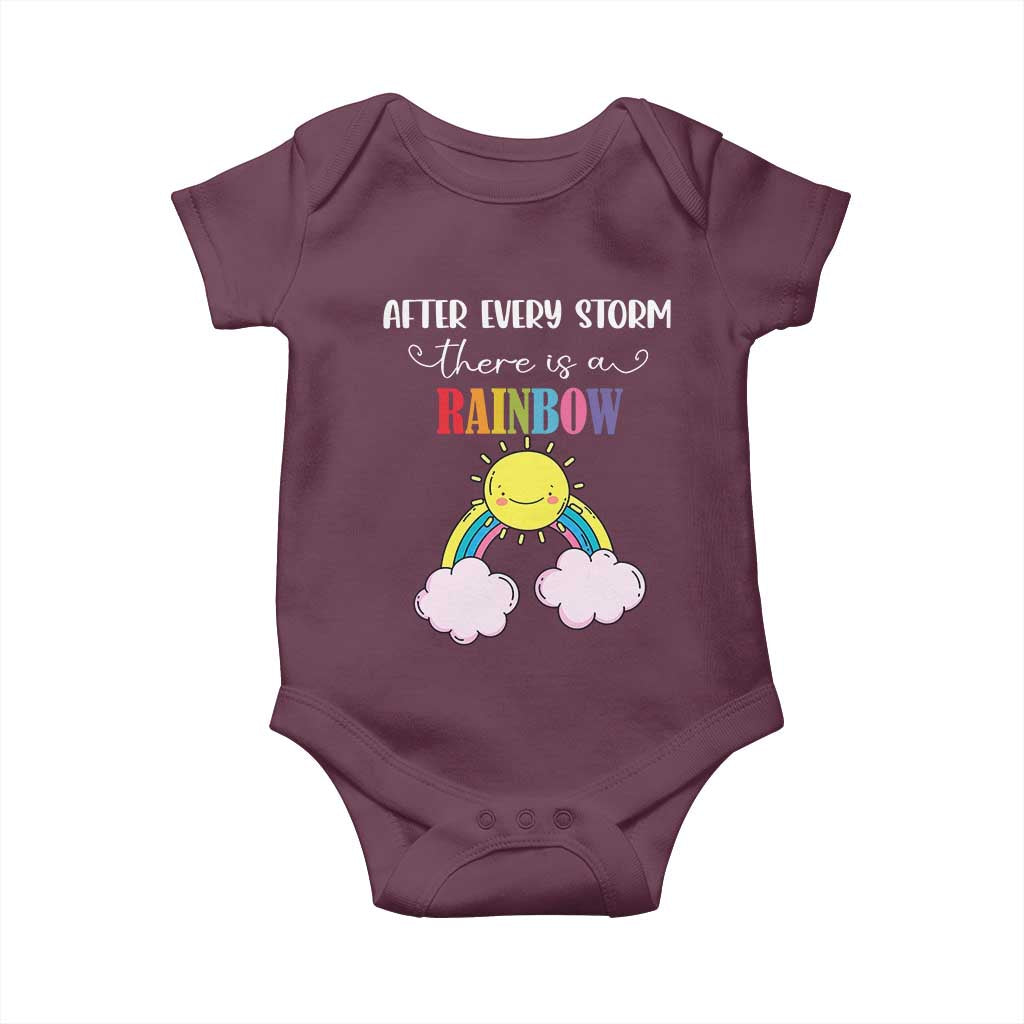 After Every Storm There Is A Rainbow Baby Onesie Sentimental Pregnancy Announcement TS11 Maroon Print Your Wear
