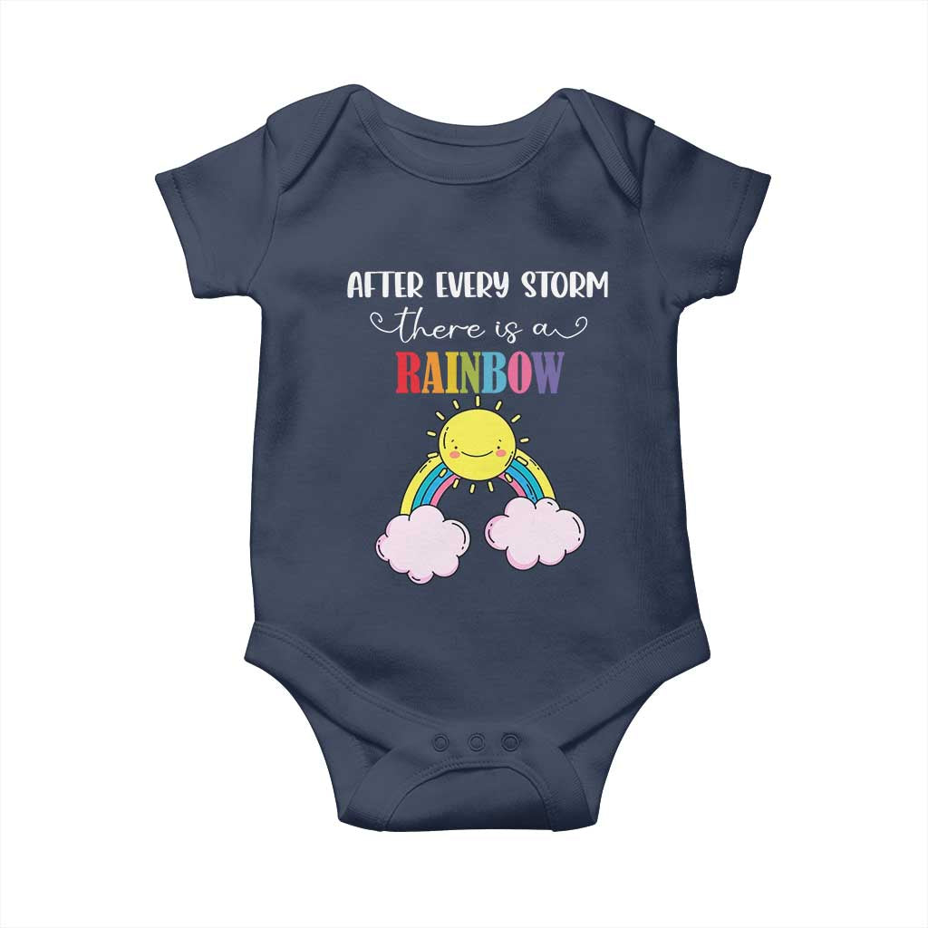 After Every Storm There Is A Rainbow Baby Onesie Sentimental Pregnancy Announcement TS11 Navy Print Your Wear