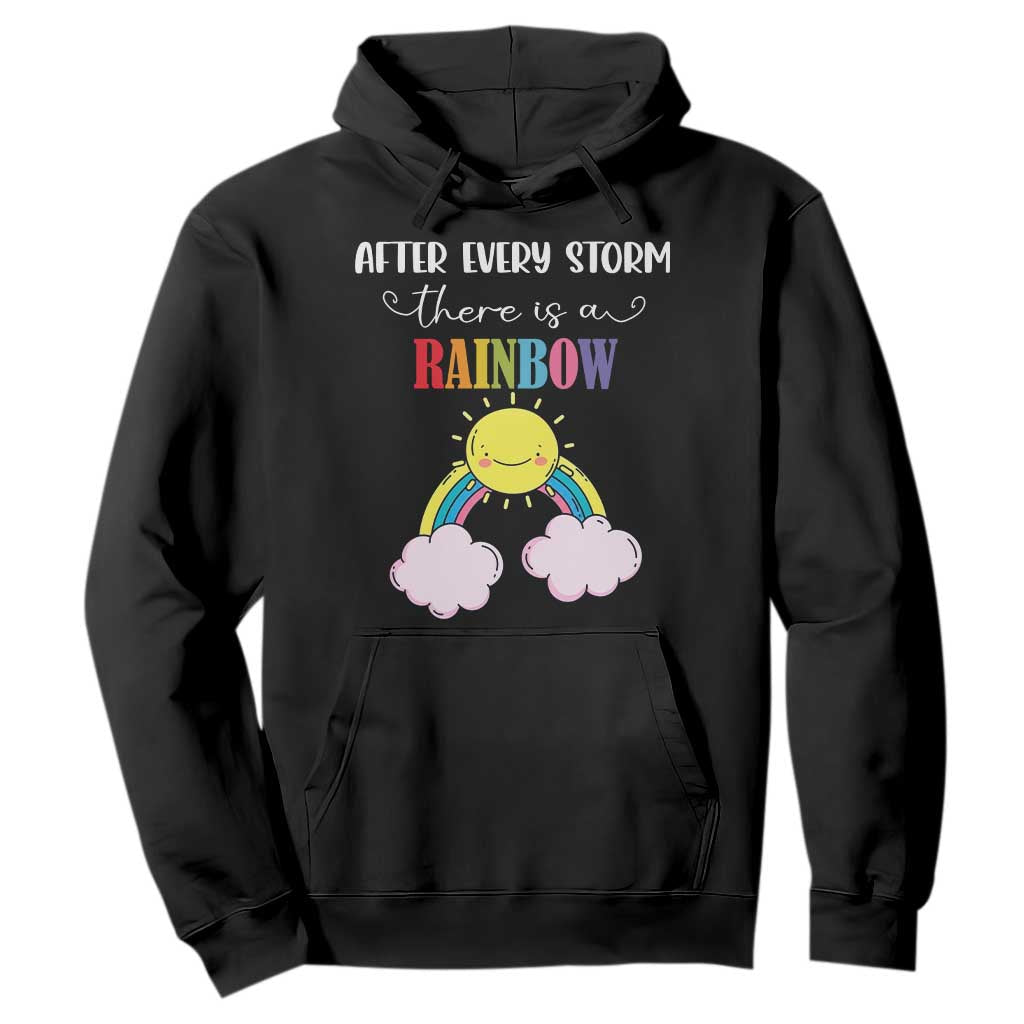 After Every Storm There Is A Rainbow Hoodie Sentimental Pregnancy Announcement TS11 Black Print Your Wear