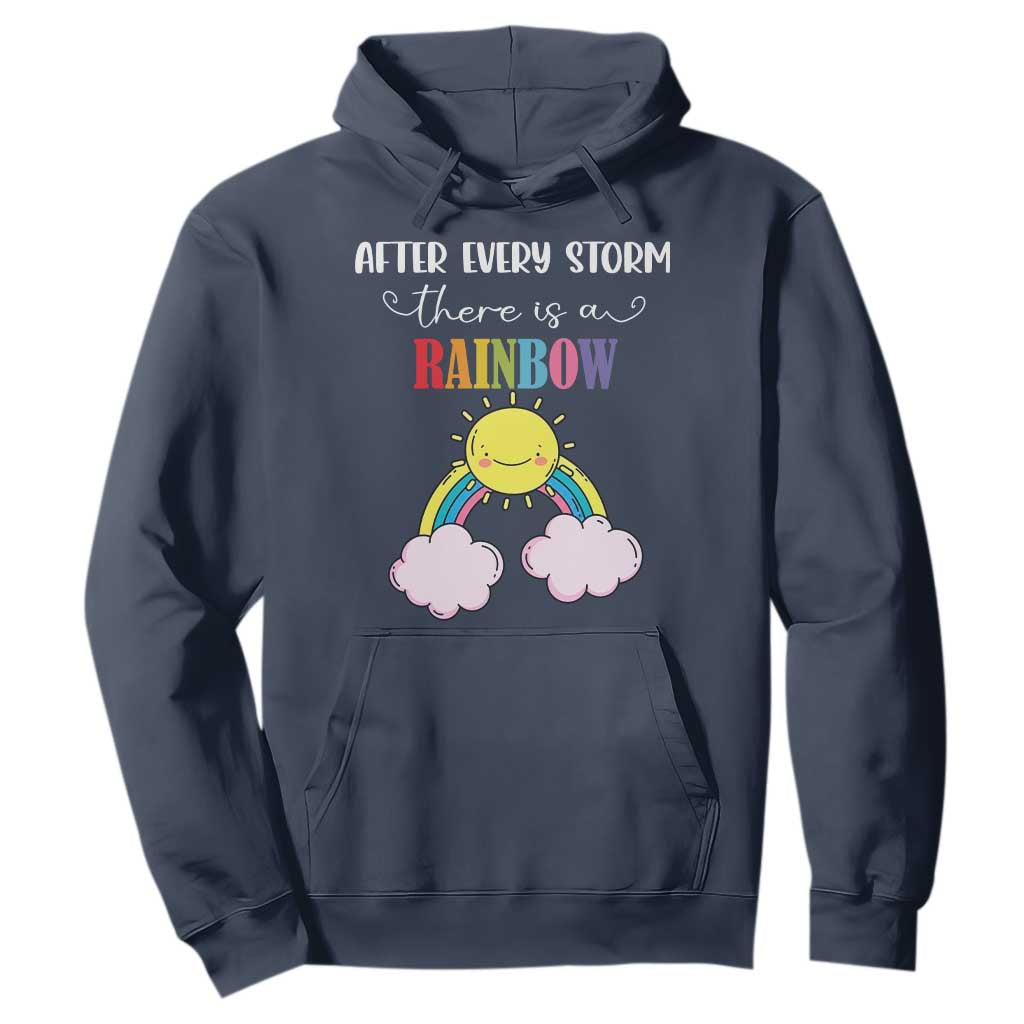 After Every Storm There Is A Rainbow Hoodie Sentimental Pregnancy Announcement TS11 Navy Print Your Wear