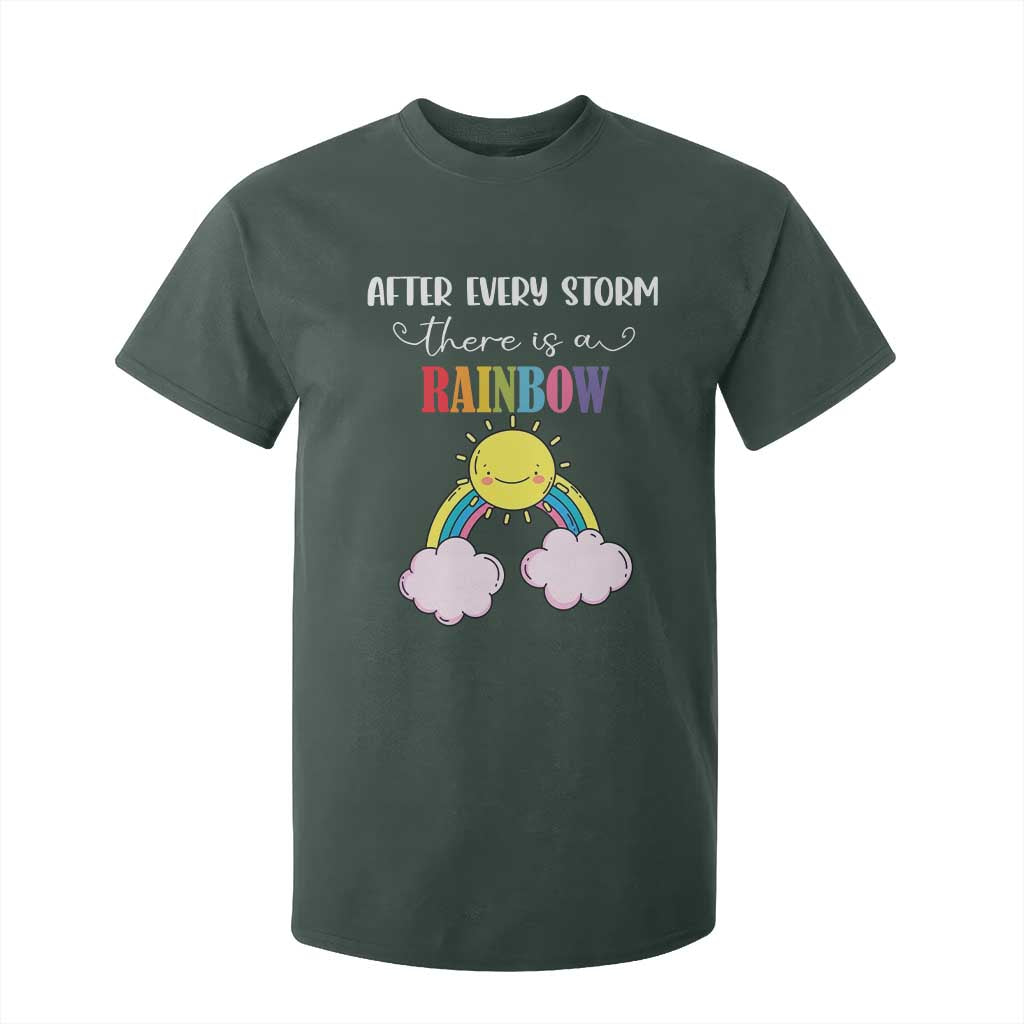 After Every Storm There Is A Rainbow T Shirt For Kid Sentimental Pregnancy Announcement TS11 Dark Forest Green Print Your Wear