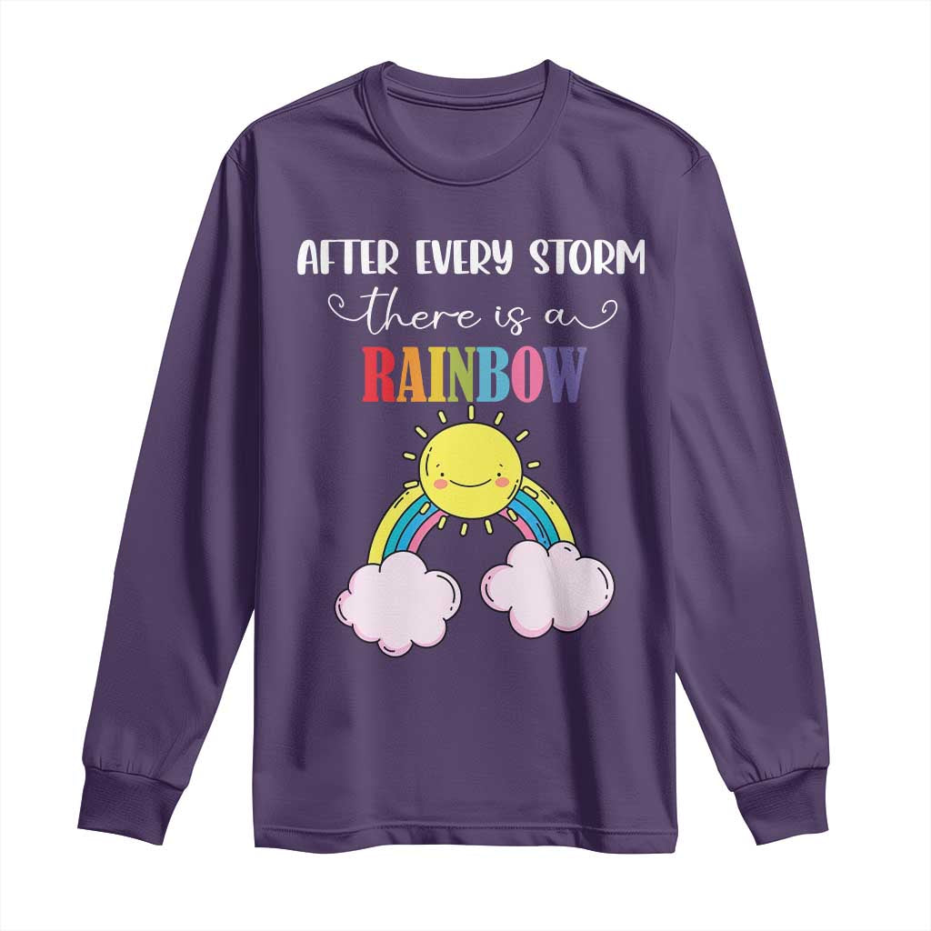 After Every Storm There Is A Rainbow Long Sleeve Shirt Sentimental Pregnancy Announcement TS11 Purple Print Your Wear