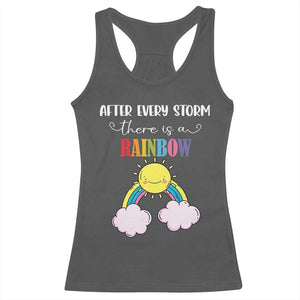 After Every Storm There Is A Rainbow Racerback Tank Top Sentimental Pregnancy Announcement TS11 Dark Heather Print Your Wear