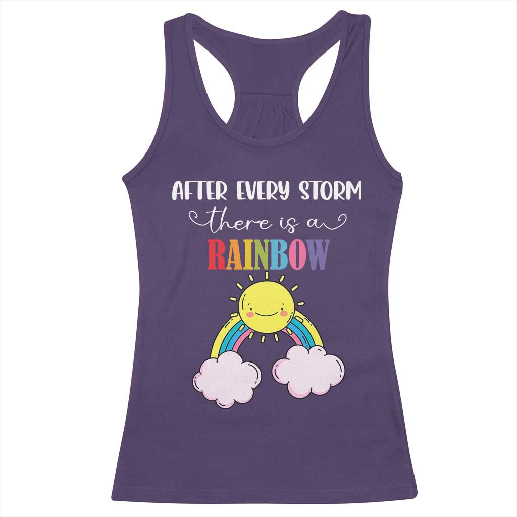 After Every Storm There Is A Rainbow Racerback Tank Top Sentimental Pregnancy Announcement TS11 Purple Print Your Wear