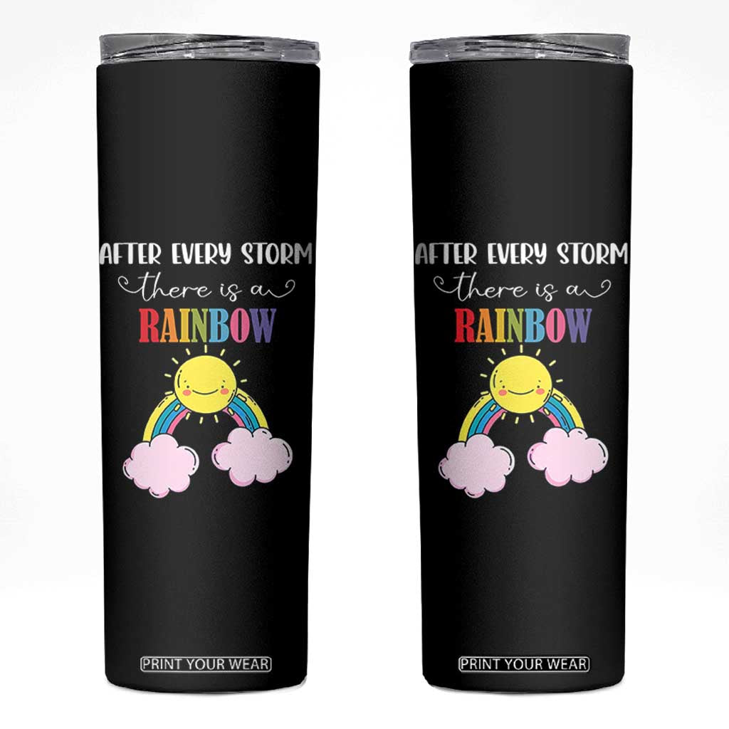 After Every Storm There Is A Rainbow Skinny Tumbler Sentimental Pregnancy Announcement TS11 Black Print Your Wear