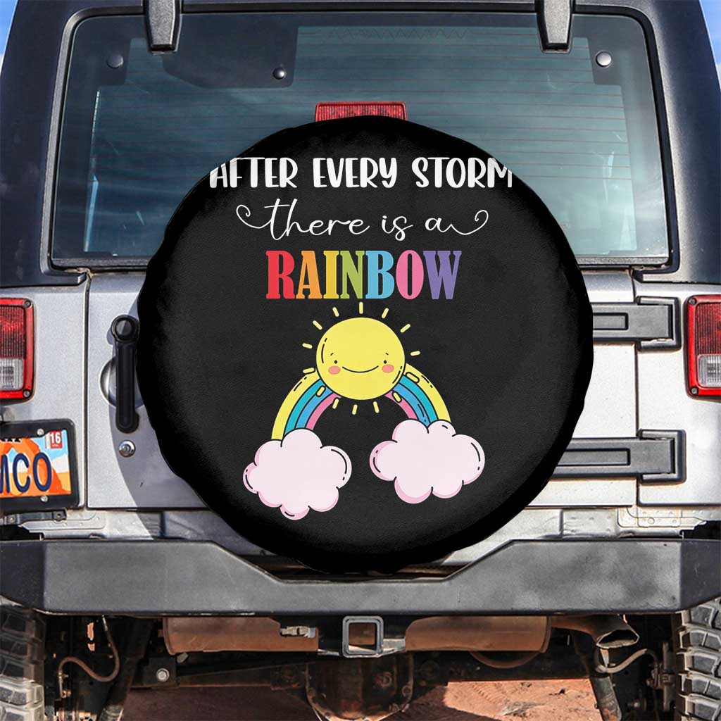 After Every Storm There Is A Rainbow Spare Tire Cover Sentimental Pregnancy Announcement TS11 No hole Black Print Your Wear
