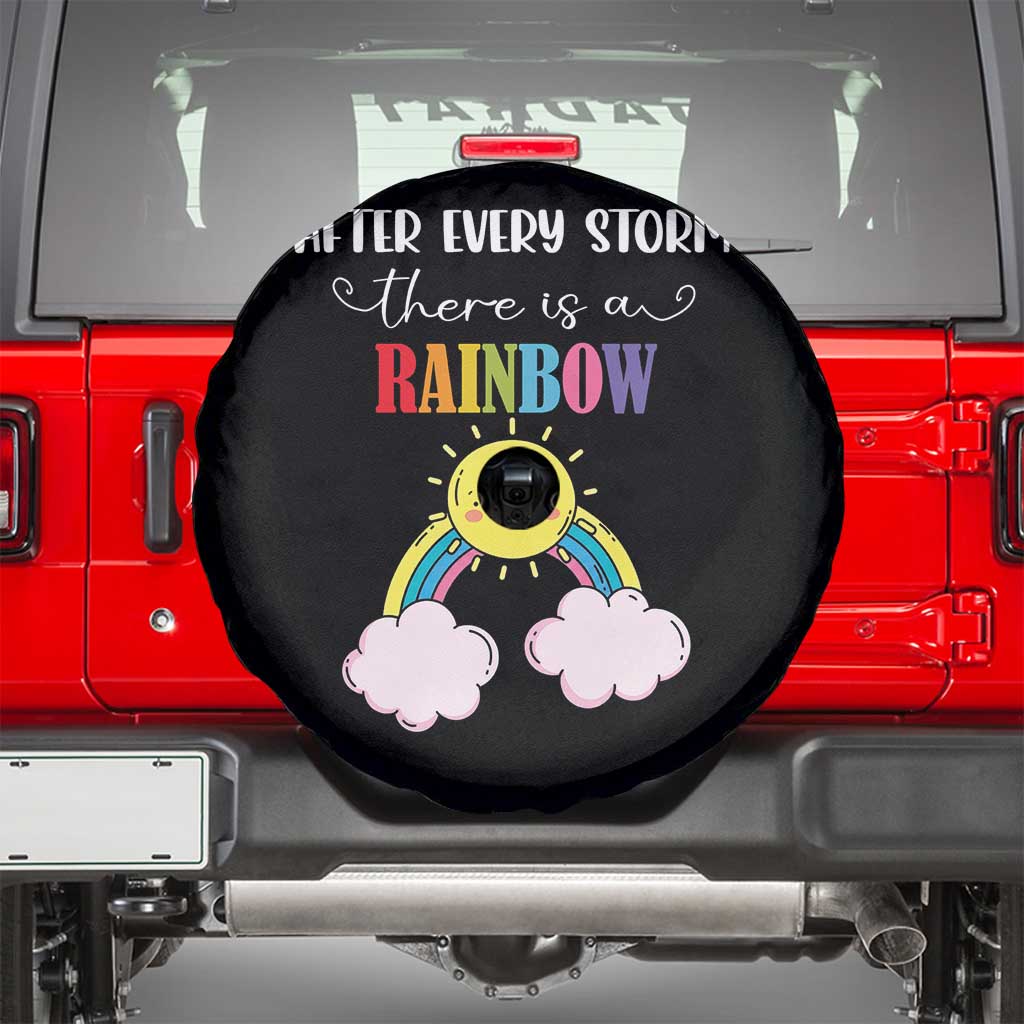 After Every Storm There Is A Rainbow Spare Tire Cover Sentimental Pregnancy Announcement TS11 Black Print Your Wear