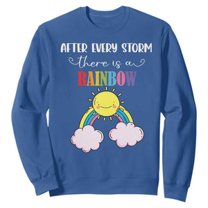 After Every Storm There Is A Rainbow Sweatshirt Sentimental Pregnancy Announcement TS11 Royal Blue Print Your Wear