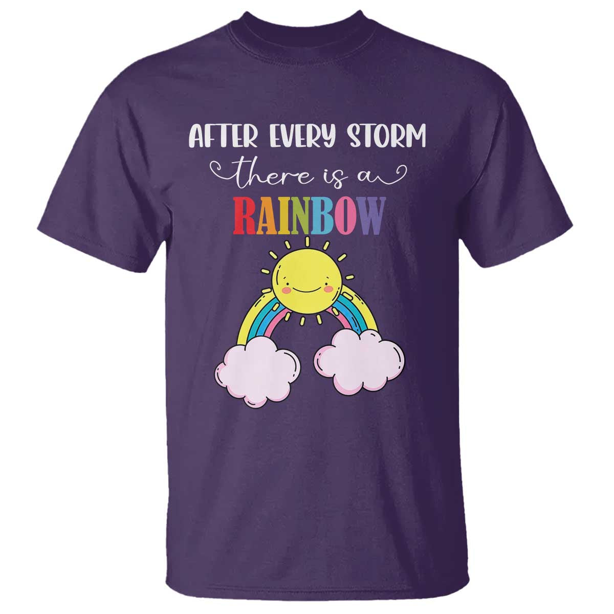 After Every Storm There Is A Rainbow T Shirt Sentimental Pregnancy Announcement TS11 Purple Print Your Wear