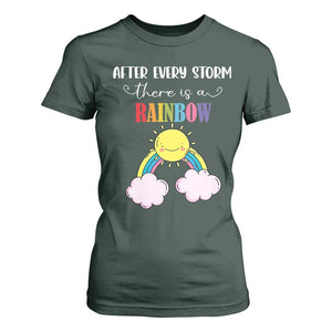 After Every Storm There Is A Rainbow T Shirt For Women Sentimental Pregnancy Announcement TS11 Dark Forest Green Print Your Wear