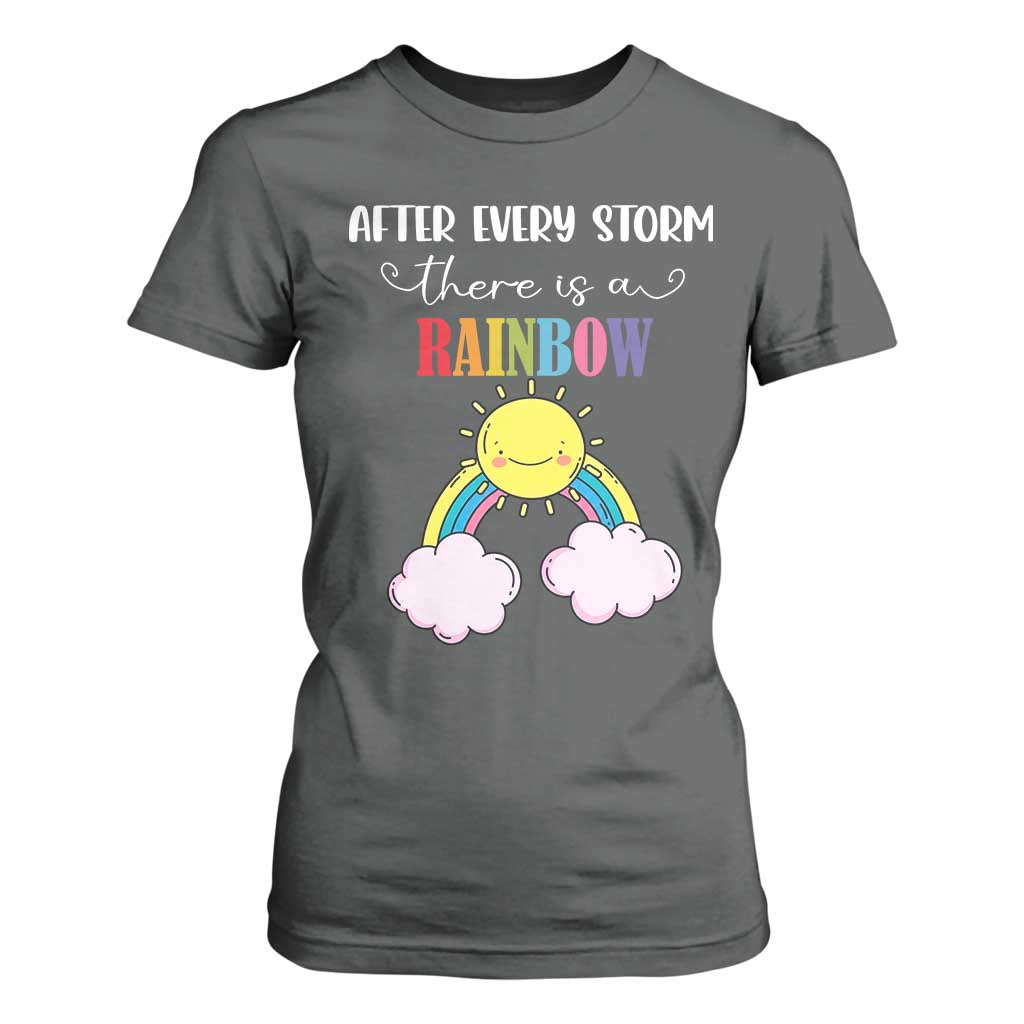 After Every Storm There Is A Rainbow T Shirt For Women Sentimental Pregnancy Announcement TS11 Dark Heather Print Your Wear