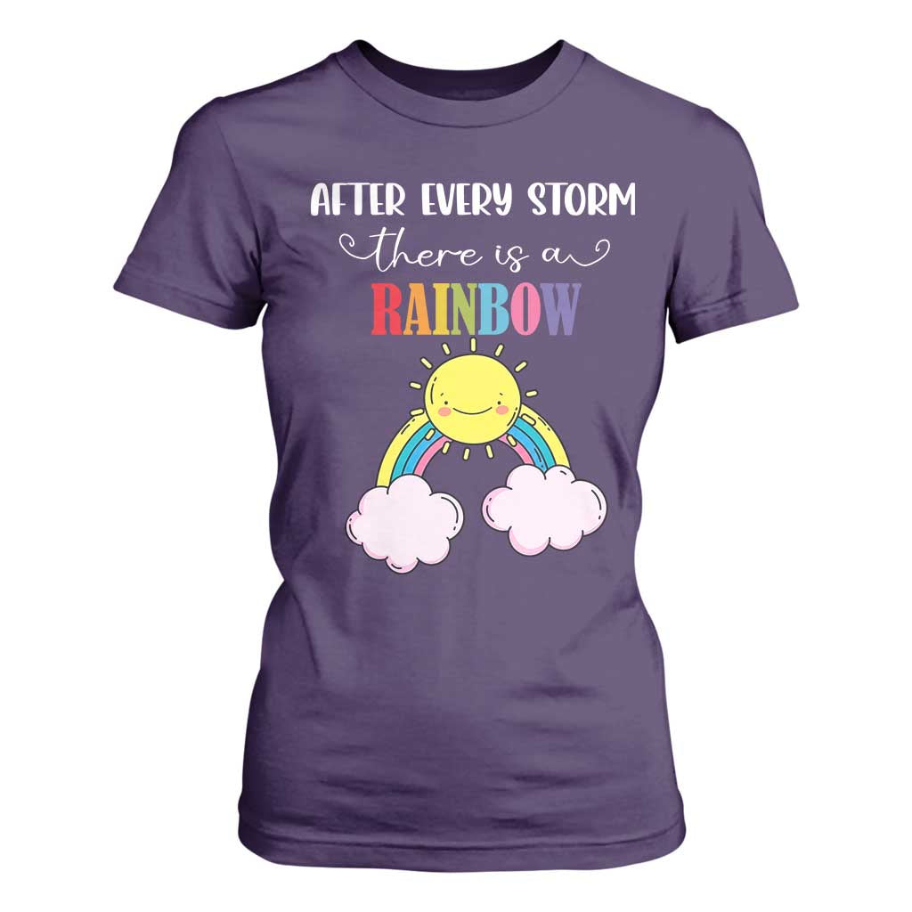 After Every Storm There Is A Rainbow T Shirt For Women Sentimental Pregnancy Announcement TS11 Purple Print Your Wear
