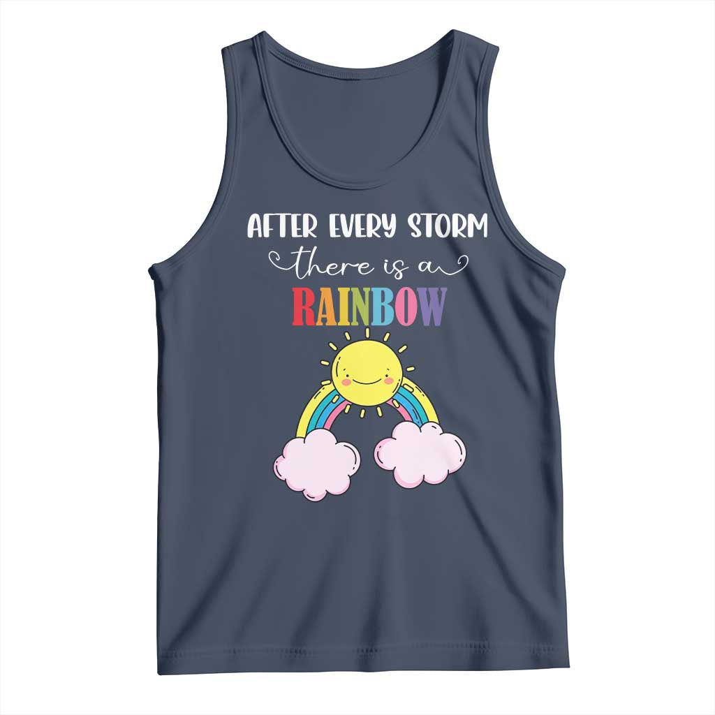After Every Storm There Is A Rainbow Tank Top Sentimental Pregnancy Announcement TS11 Navy Print Your Wear