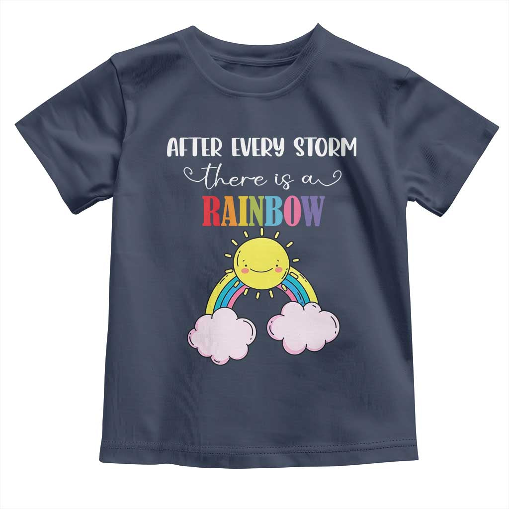 After Every Storm There Is A Rainbow Toddler T Shirt Sentimental Pregnancy Announcement TS11 Navy Print Your Wear