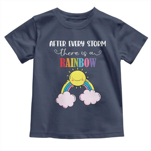 After Every Storm There Is A Rainbow Toddler T Shirt Sentimental Pregnancy Announcement TS11 Navy Print Your Wear