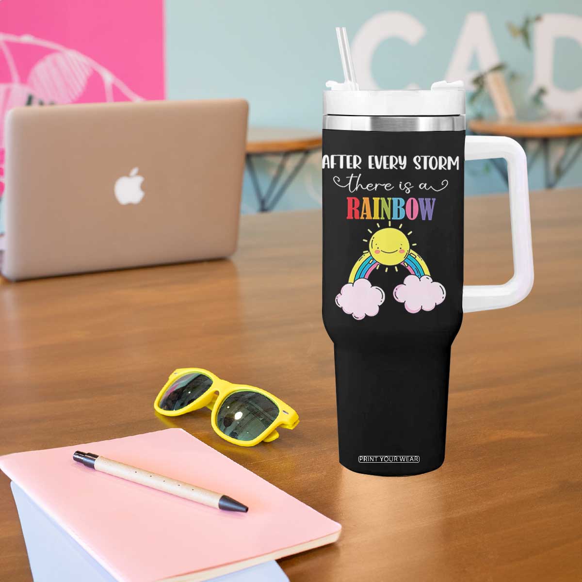 After Every Storm There Is A Rainbow Tumbler With Handle Sentimental Pregnancy Announcement TS11 Print Your Wear